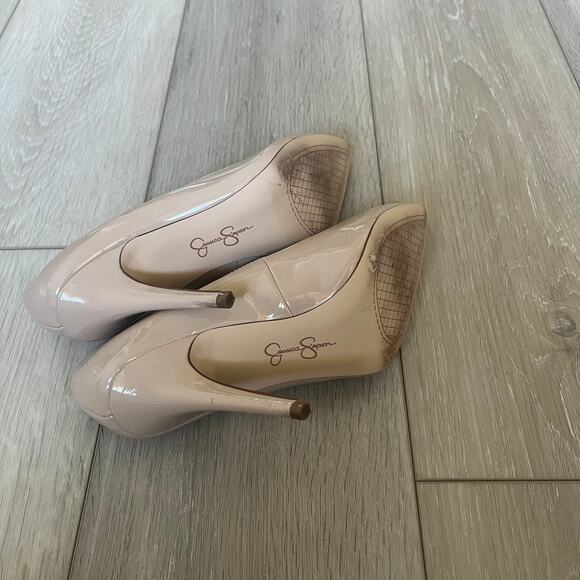 Jessica Simpson 'Oravia' Women's 7.5 Nude Patent Pump Heel Pointed Toe - Picture 10 of 10
